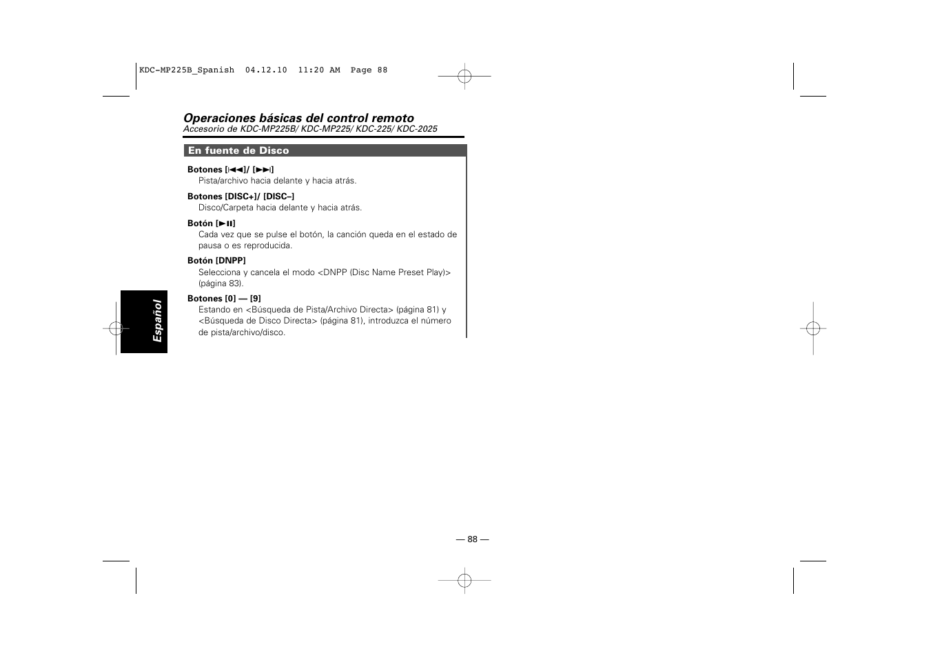 Kenwood KDC-225 User Manual | Page 88 / 96