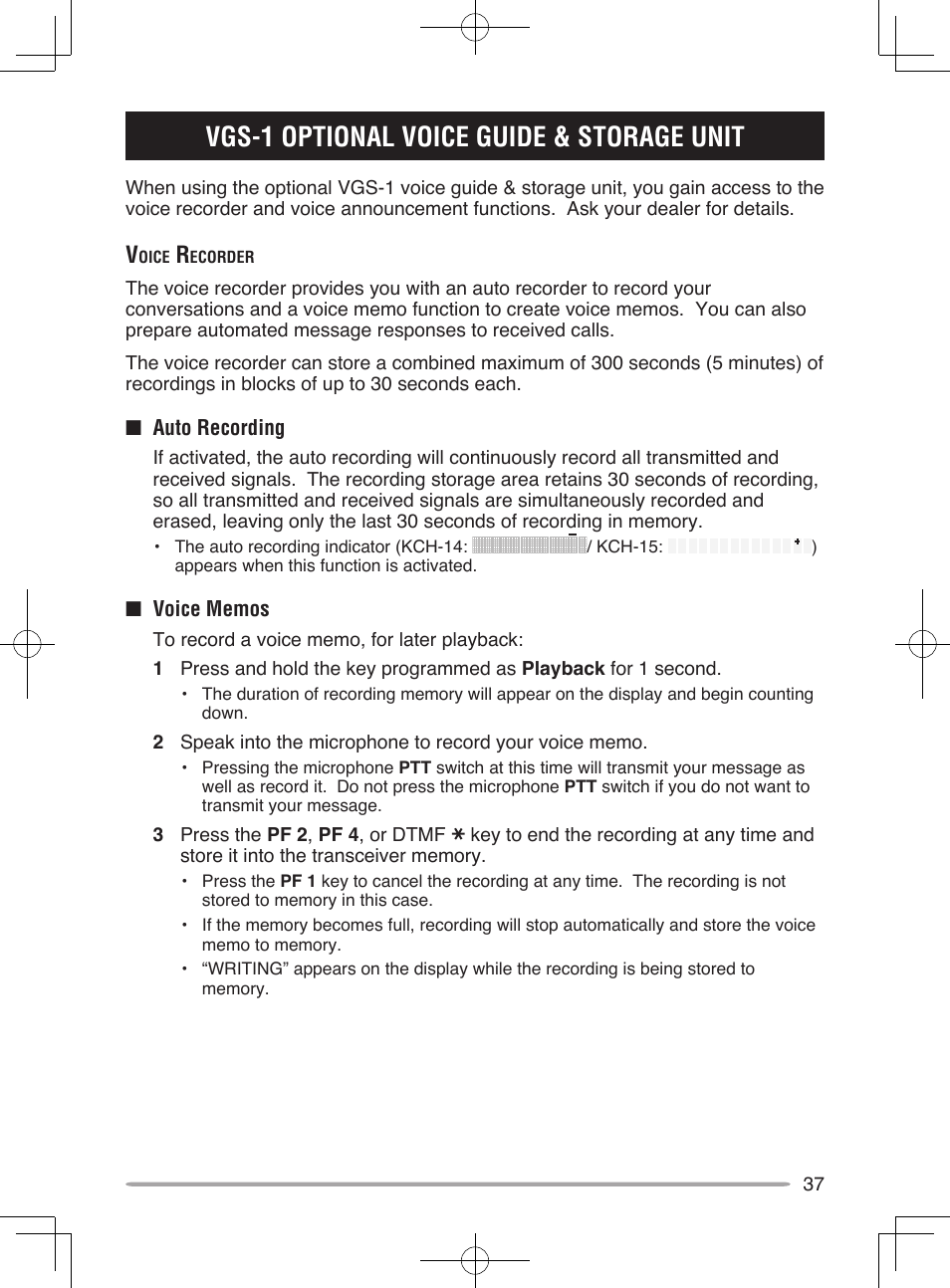 Vgs-1 optional voice guide & storage unit | Kenwood TK-5910 User Manual | Page 43 / 44