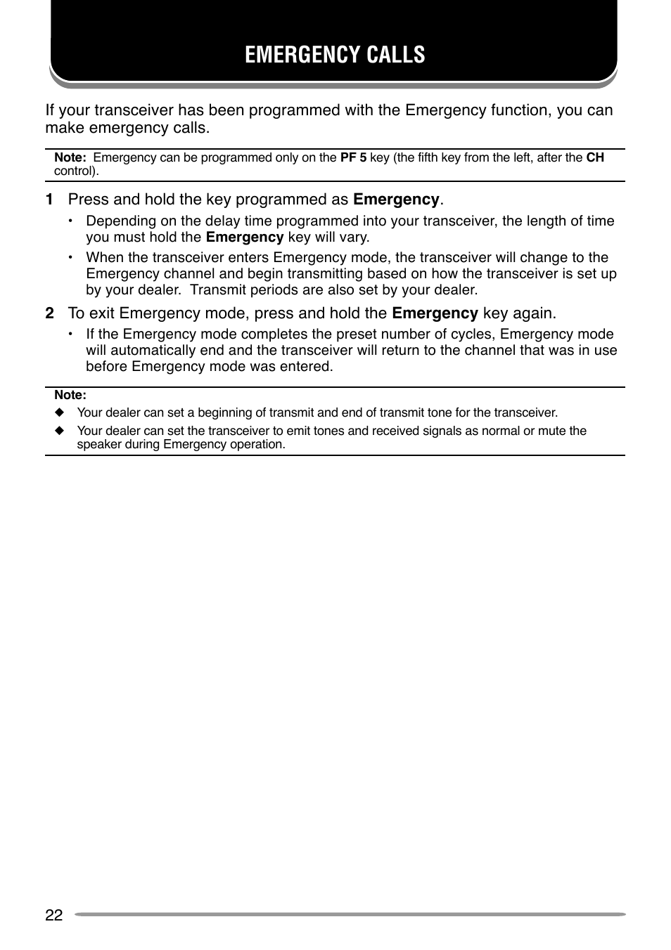 Emergency calls | Kenwood APCO P25 TK-5710 User Manual | Page 27 / 41