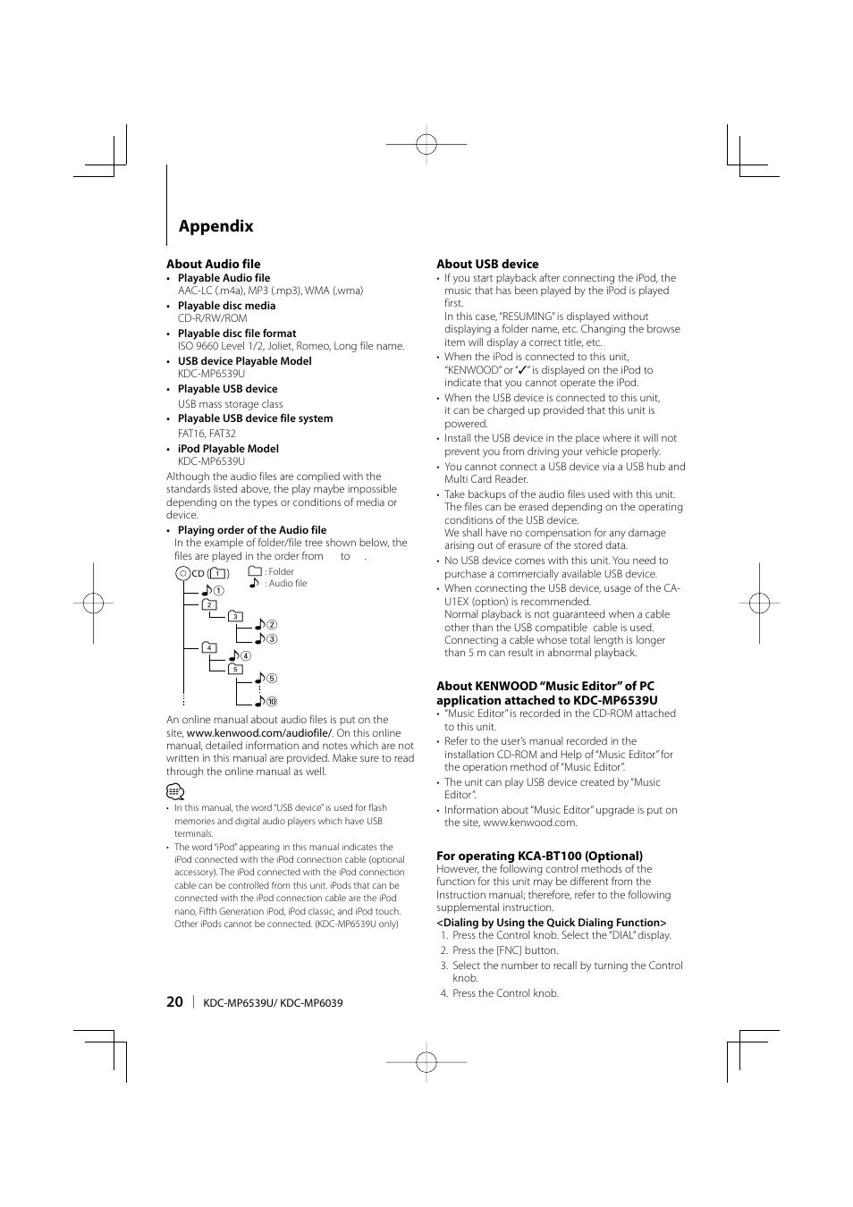 Appendix | Kenwood KDC-MP6039 User Manual | Page 20 / 28