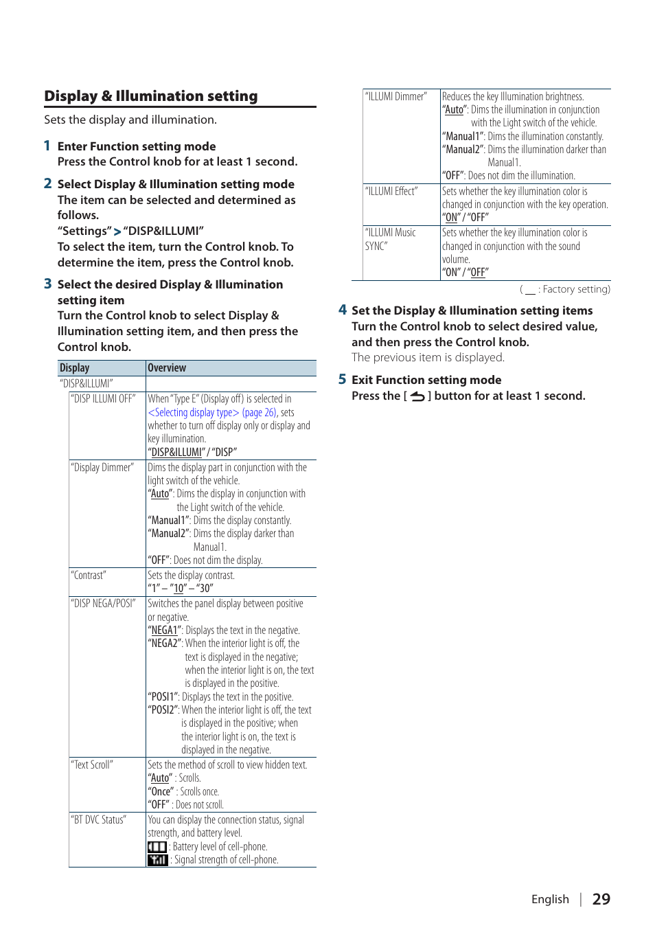 Display & illumination setting | Kenwood KDC-448U User Manual | Page 29 / 71