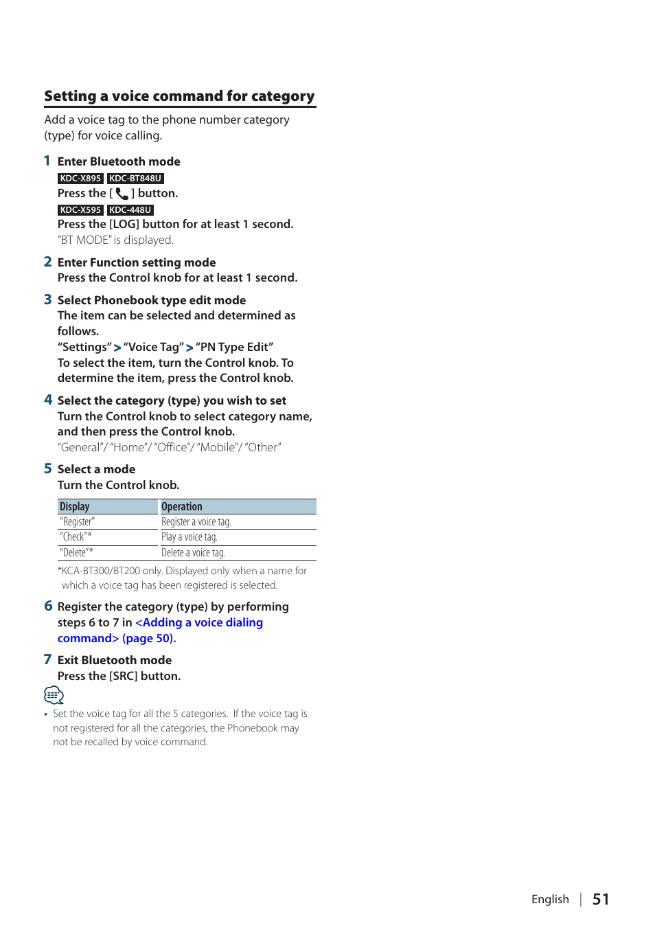 Setting a voice command for category | Kenwood KDC-448U User Manual | Page 51 / 71