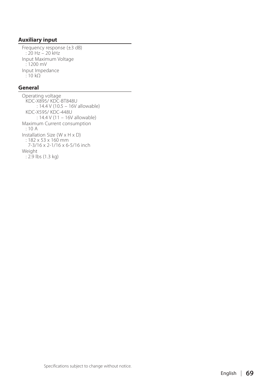 Kenwood KDC-448U User Manual | Page 69 / 71