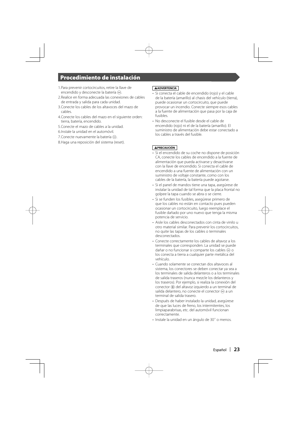 Procedimiento de instalación | Kenwood DDX7017 User Manual | Page 23 / 44