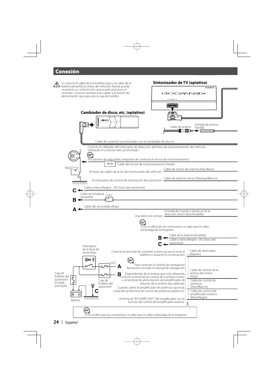 Conexión, B c b c, Bc a a | Kenwood DDX7017 User Manual | Page 24 / 44