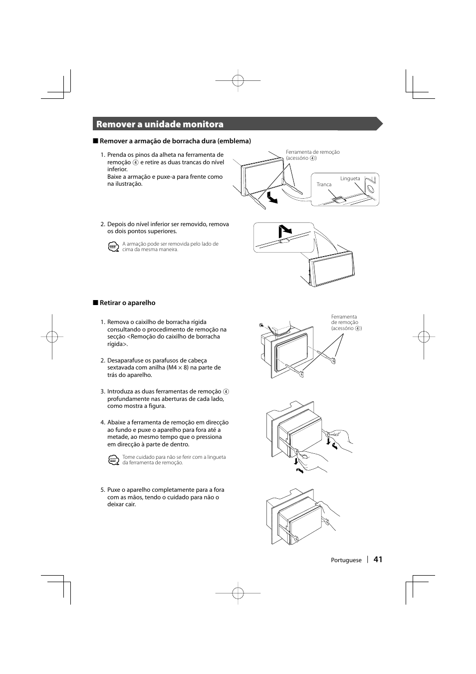 Remover a unidade monitora | Kenwood DDX7017 User Manual | Page 41 / 44