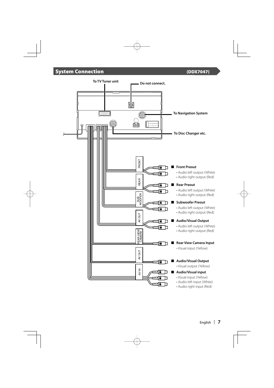 System connection, Ddx7047) | Kenwood DDX7017 User Manual | Page 7 / 44