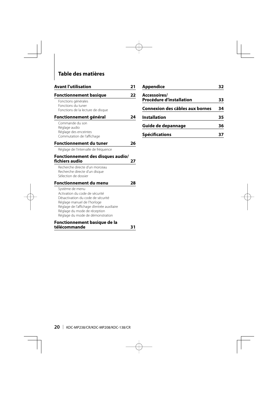 Kenwood KDC-138 User Manual | Page 20 / 56