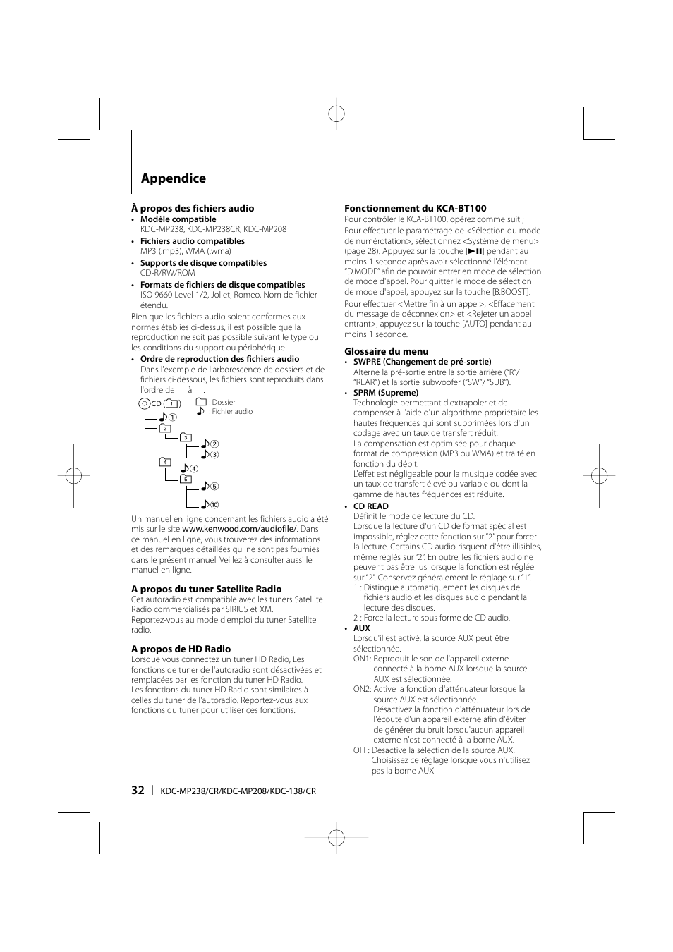 Appendice | Kenwood KDC-138 User Manual | Page 32 / 56