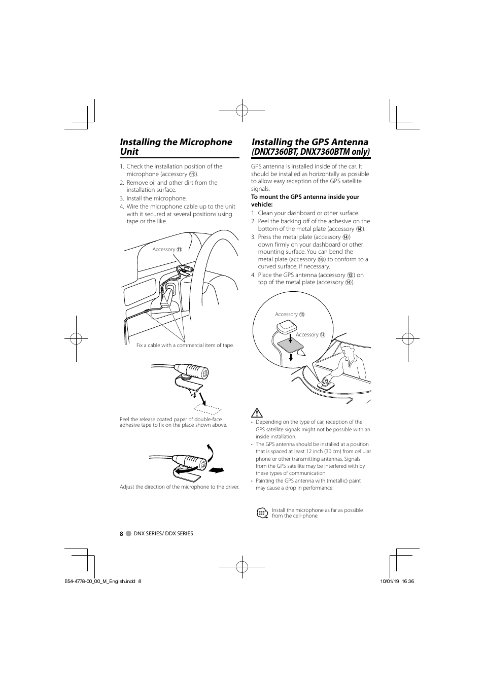 Installing the microphone unit | Kenwood DNX7360BT User Manual | Page 8 / 12