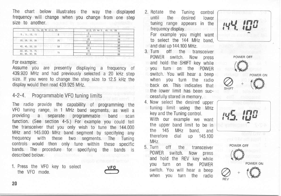2-4. programmable vfo tuning limits | Kenwood TH-26A User Manual | Page 20 / 50