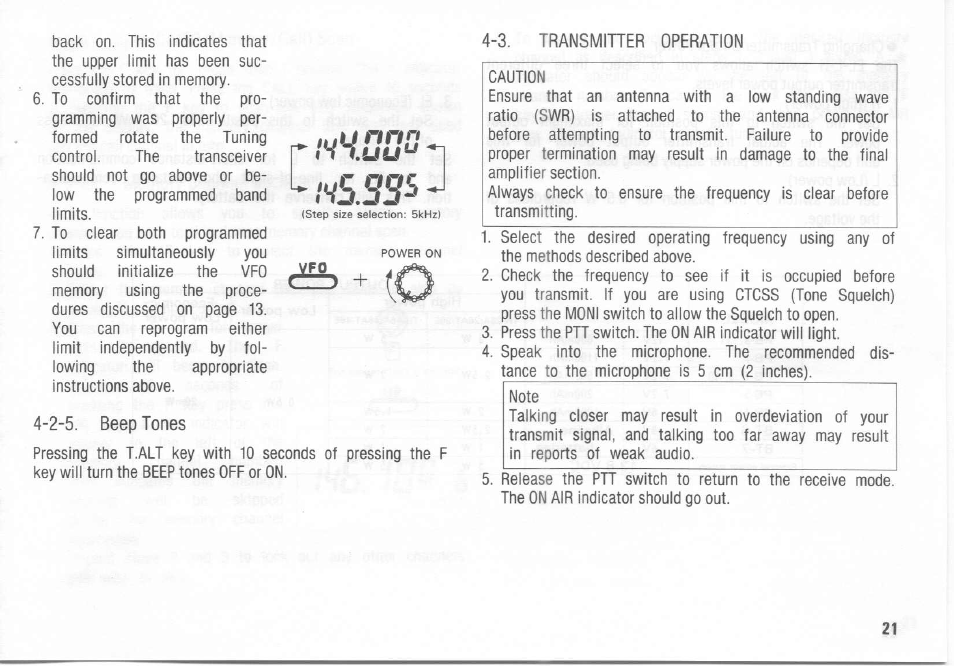 R /v i.uu, Uc 0>qs, 2-5. beep tones | Kenwood TH-26A User Manual | Page 21 / 50