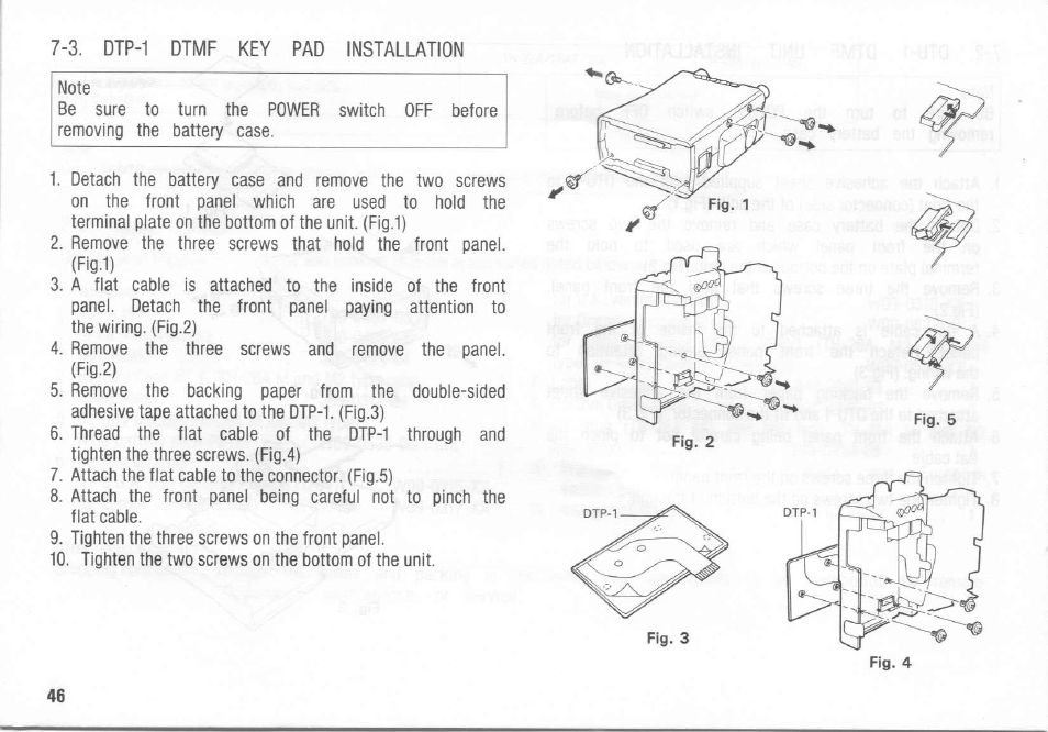 3. dtp-1 dtmf key pad installation | Kenwood TH-26A User Manual | Page 46 / 50