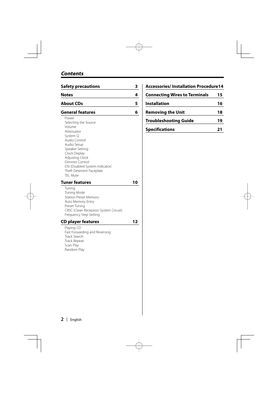 Kenwood kdc 229 User Manual | Page 2 / 22