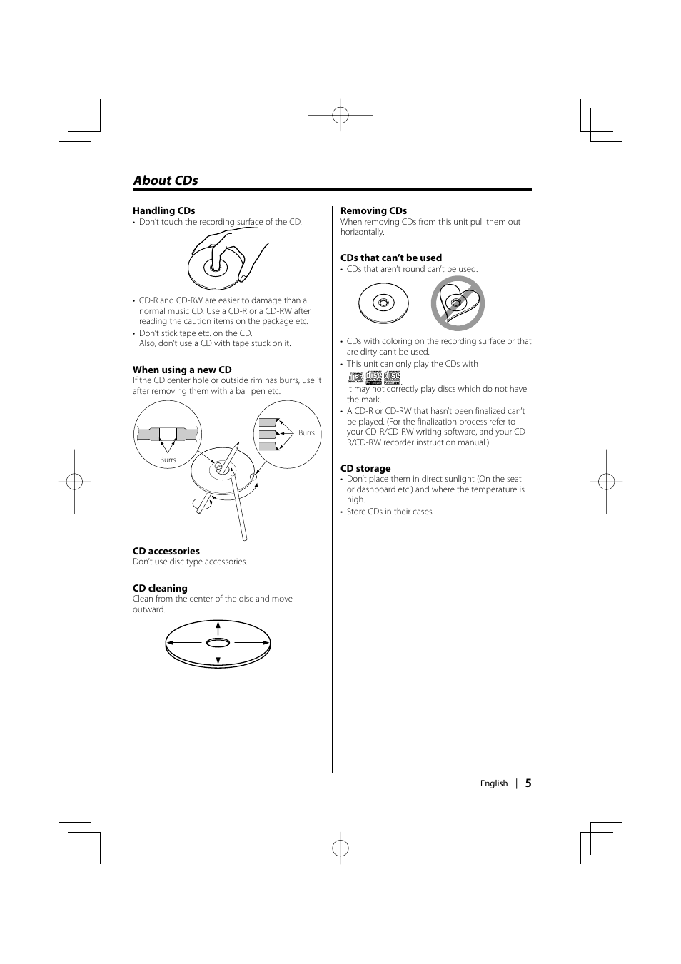 About cds | Kenwood kdc 229 User Manual | Page 5 / 22