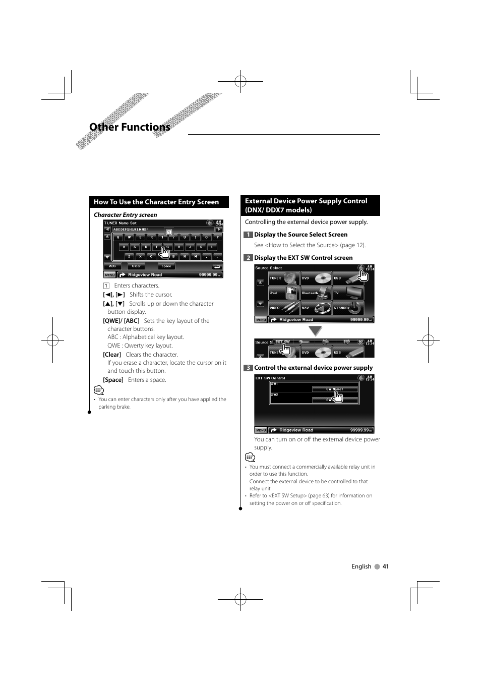 Other functions | Kenwood DNX7340BTM User Manual | Page 41 / 96