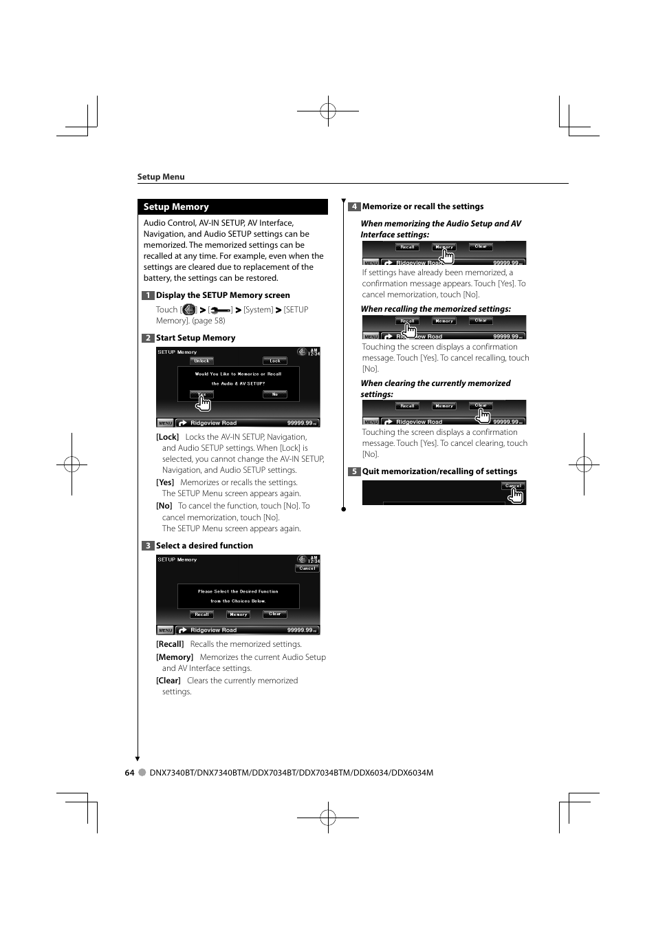 Kenwood DNX7340BTM User Manual | Page 64 / 96