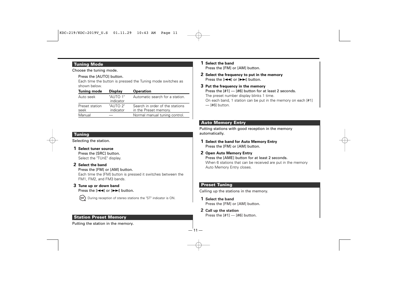 Kenwood KDC-119 User Manual | Page 11 / 25