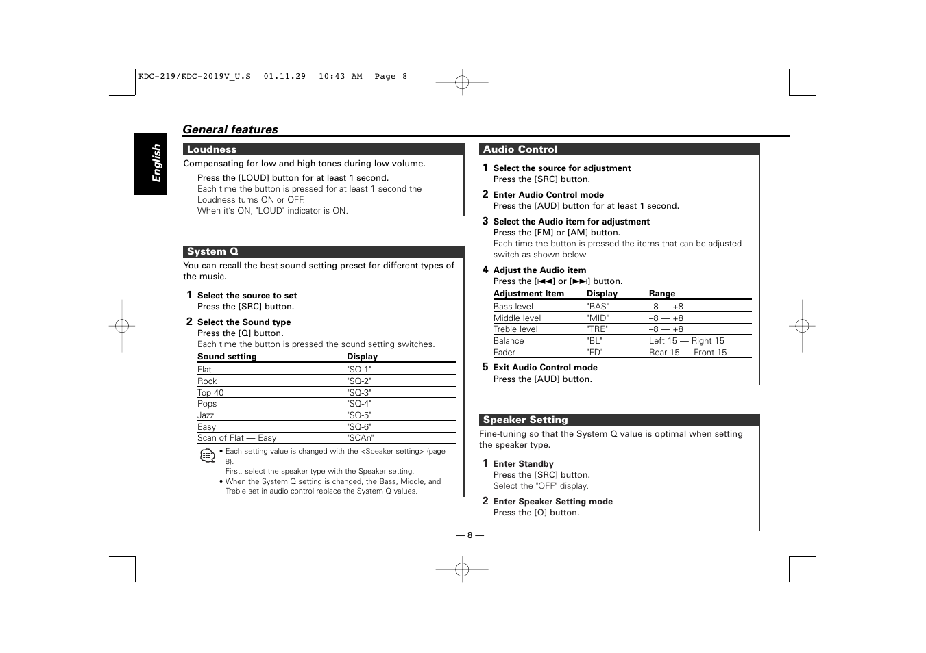 Kenwood KDC-119 User Manual | Page 8 / 25