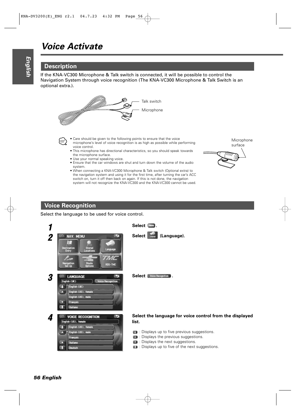 Voice activate | Kenwood KNA-DV3200 User Manual | Page 56 / 60
