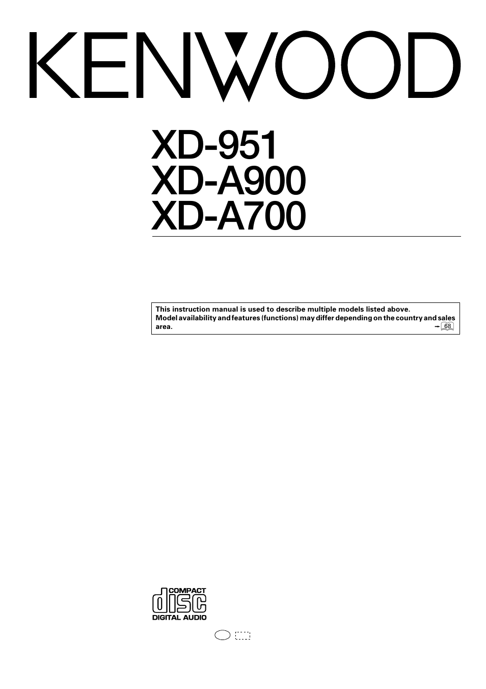 Kenwood XD-A700 User Manual | 68 pages