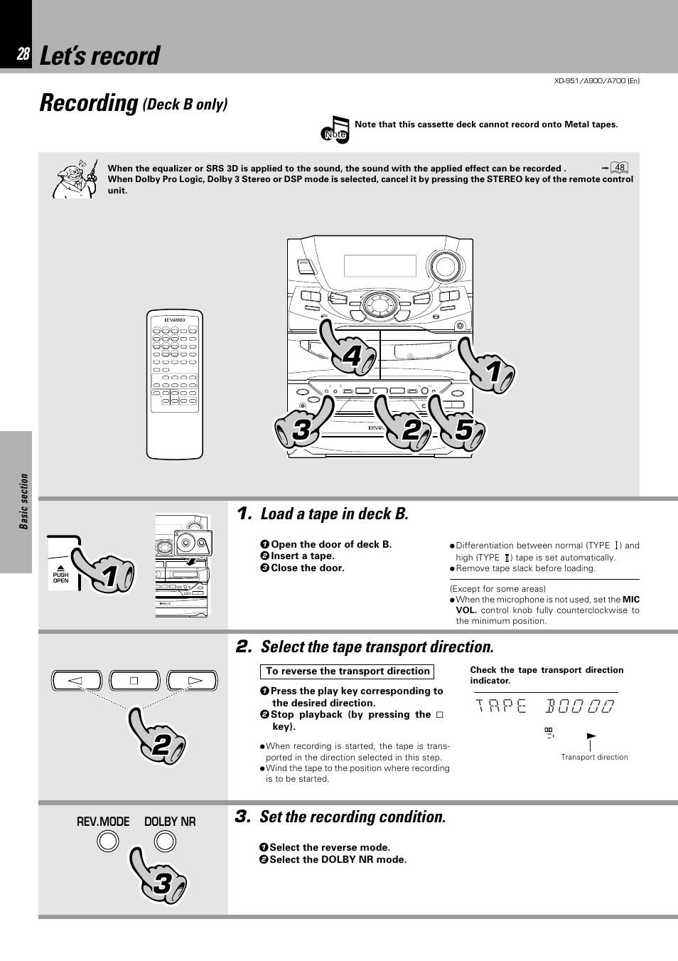 Let’s record, Recording | Kenwood XD-A700 User Manual | Page 28 / 68