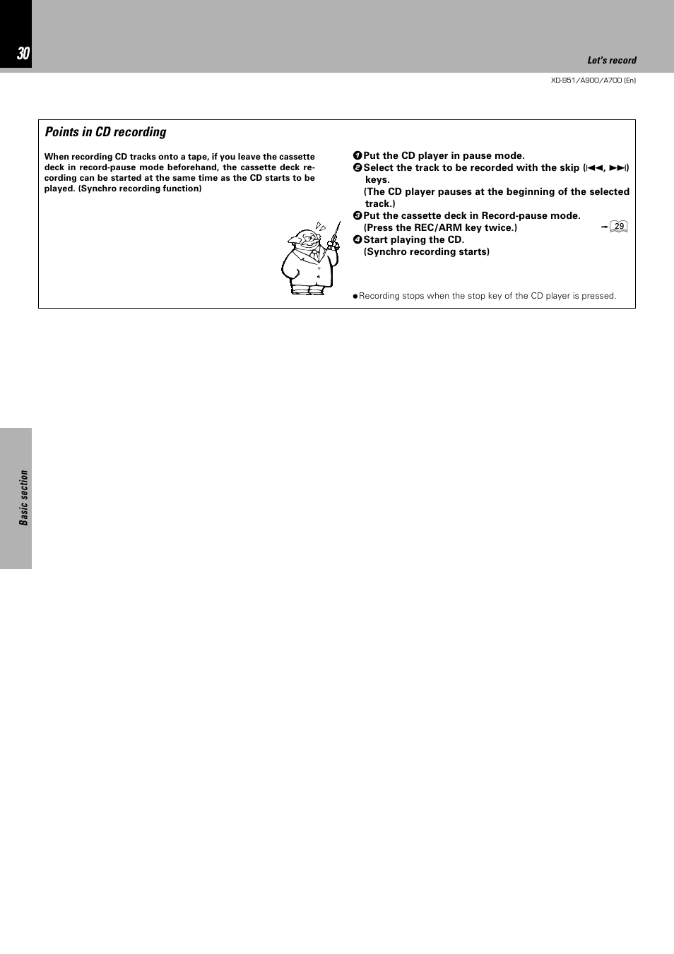 Points in cd recording | Kenwood XD-A700 User Manual | Page 30 / 68