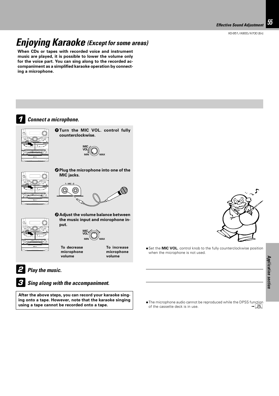 Enjoying karaoke, Except for some areas) | Kenwood XD-A700 User Manual | Page 55 / 68