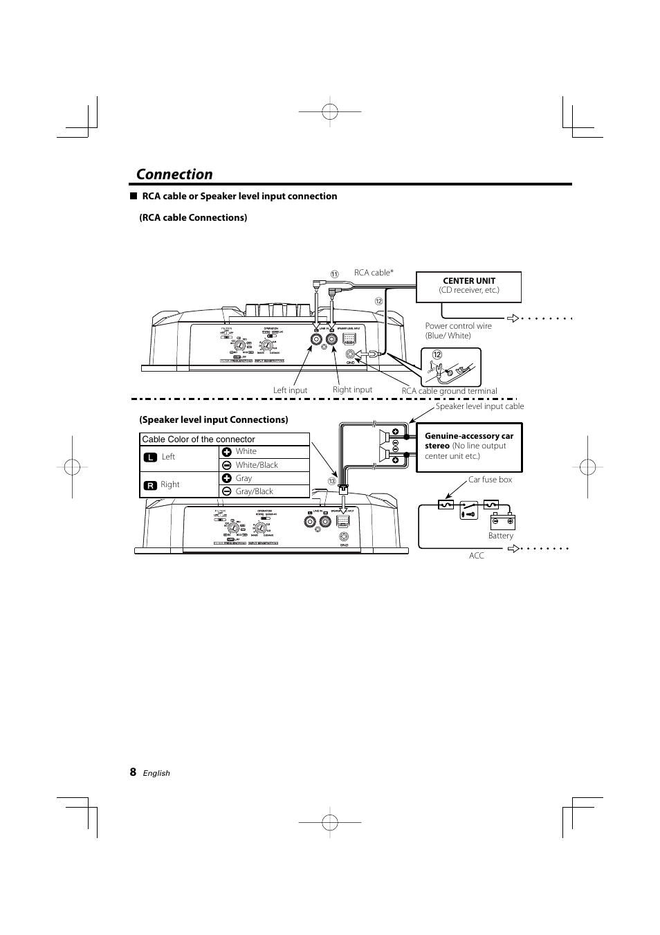 Connection | Kenwood KAC-6202 User Manual | Page 8 / 14