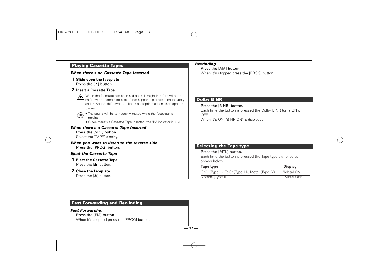 Kenwood KRC-791 User Manual | Page 17 / 42