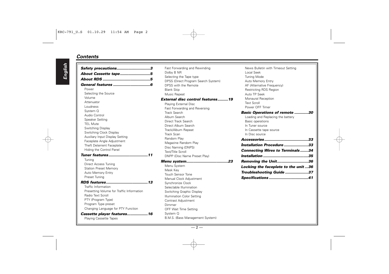 Kenwood KRC-791 User Manual | Page 2 / 42