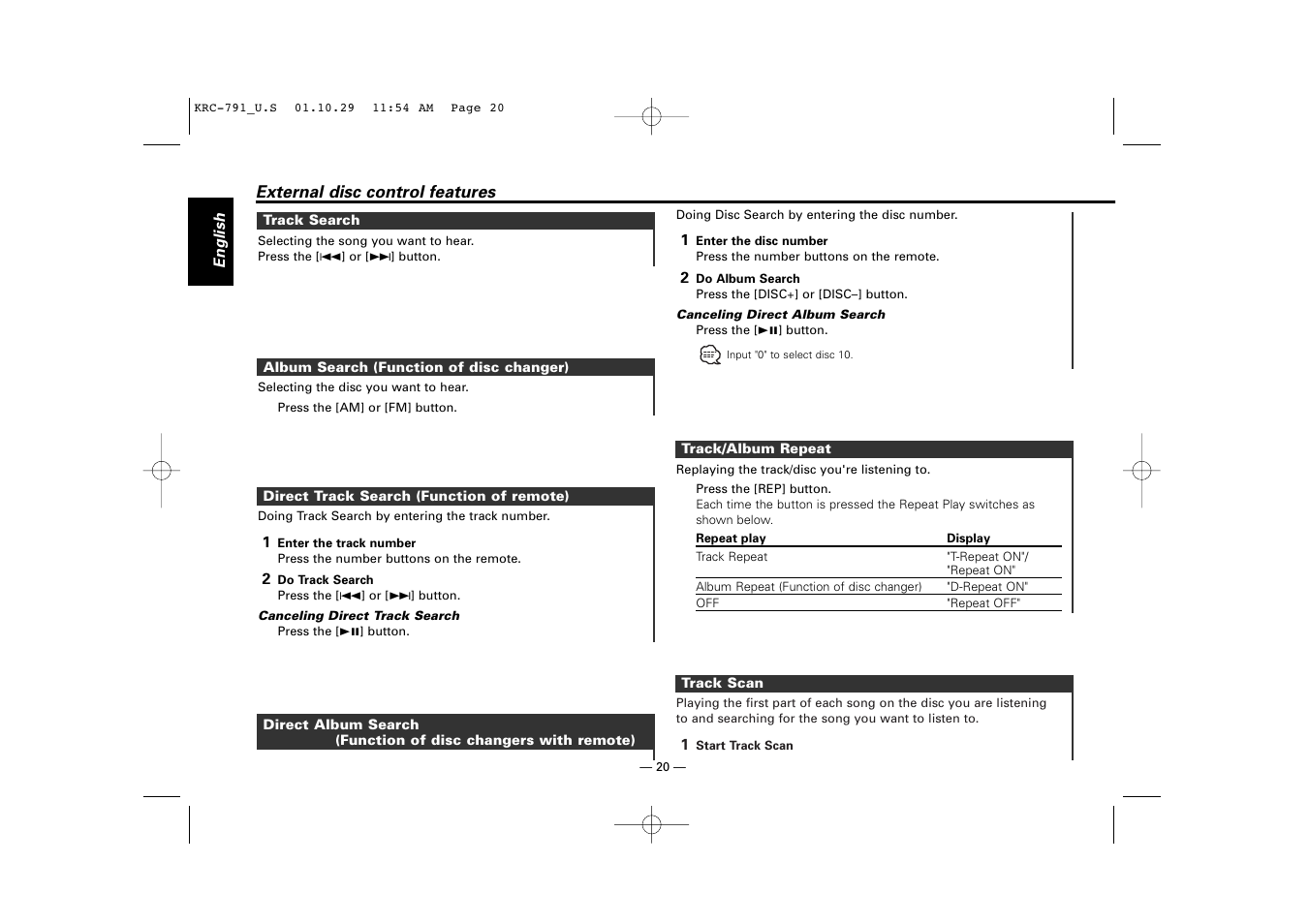 Kenwood KRC-791 User Manual | Page 20 / 42