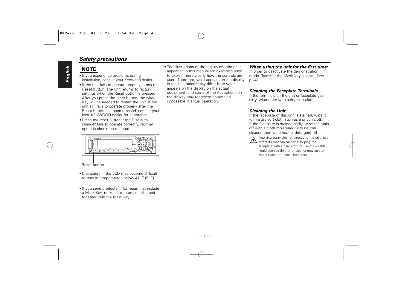 Kenwood KRC-791 User Manual | Page 4 / 42