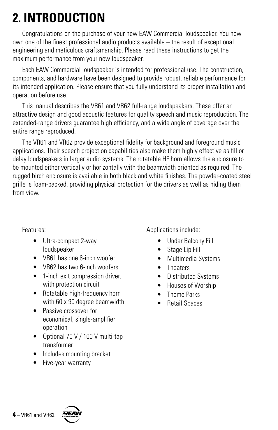 Introduction | Kenwood VR61 User Manual | Page 4 / 16