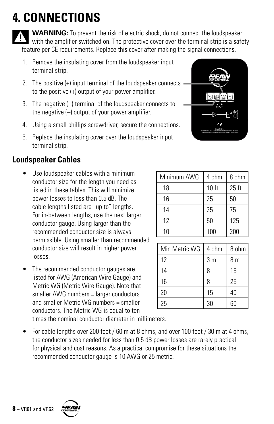 Connections, Loudspeaker cables | Kenwood VR61 User Manual | Page 8 / 16