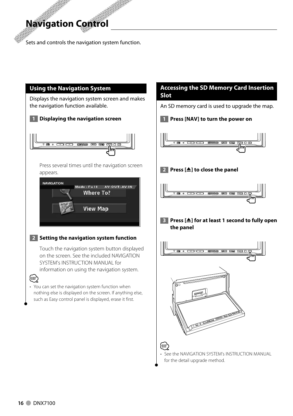 Navigation control | Kenwood DNX710EX User Manual | Page 16 / 100