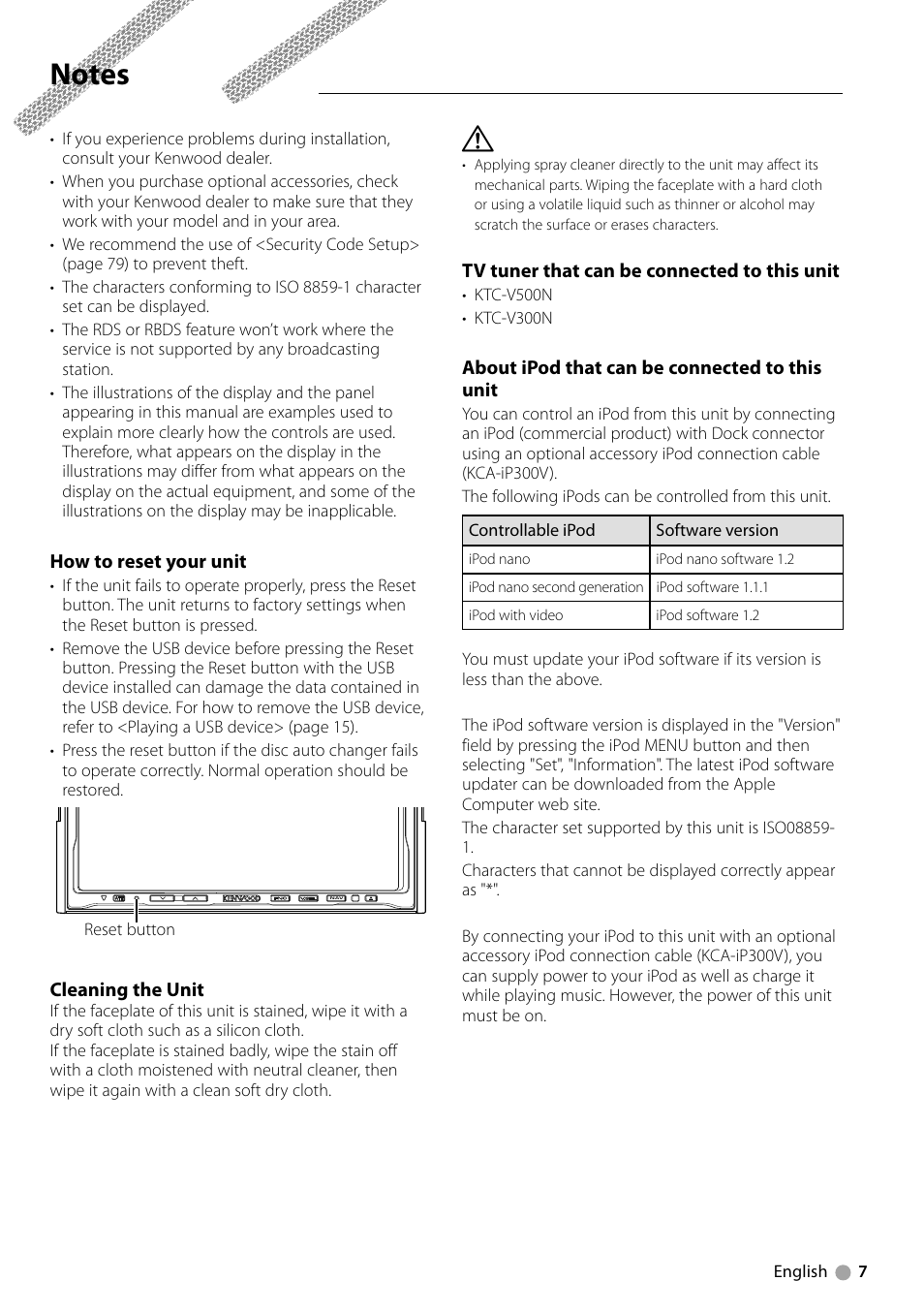 Kenwood DNX710EX User Manual | Page 7 / 100