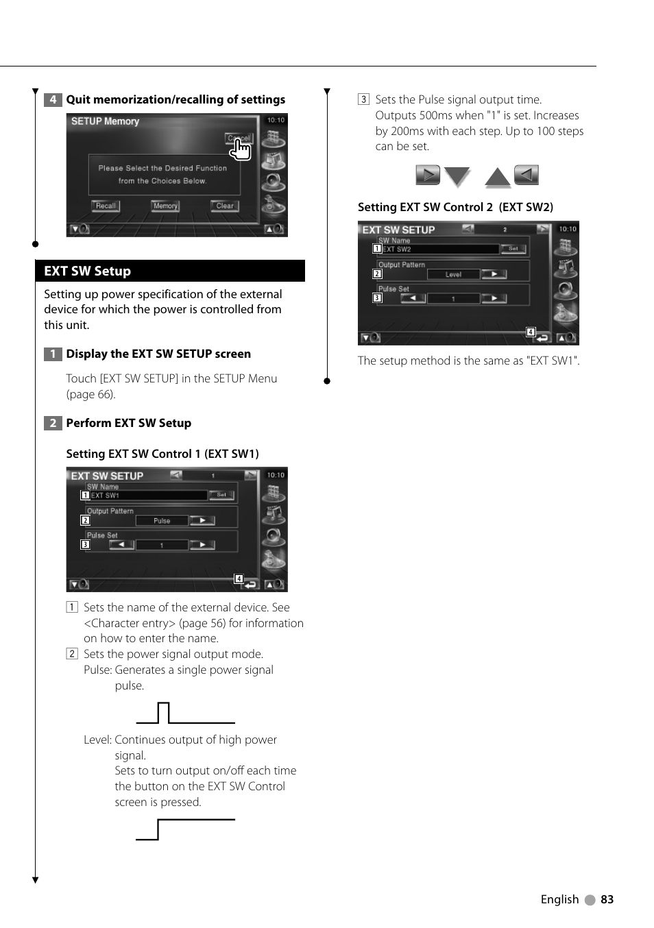 Ext sw setup | Kenwood DNX710EX User Manual | Page 83 / 100