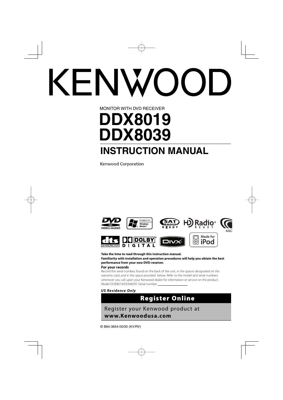 Kenwood DDX8039 User Manual | 104 pages