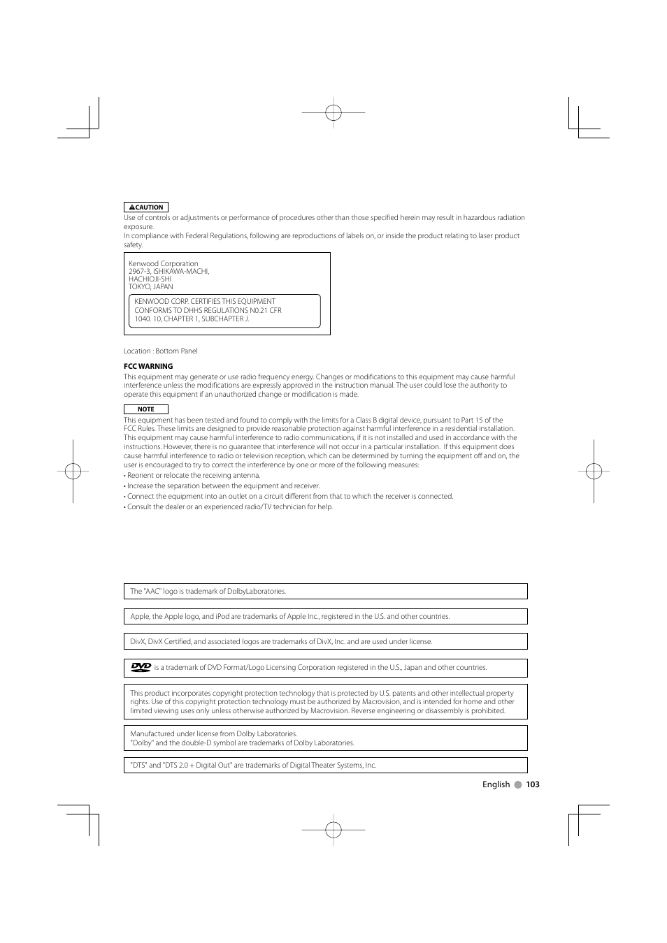 Kenwood DDX8039 User Manual | Page 103 / 104