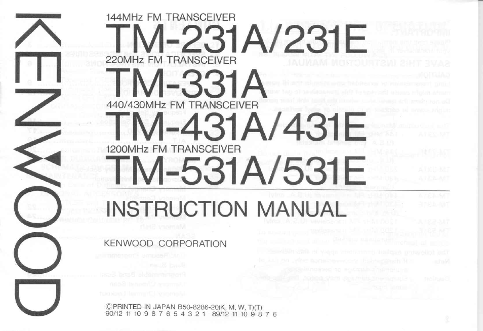 Kenwood TM-431E User Manual | 40 pages