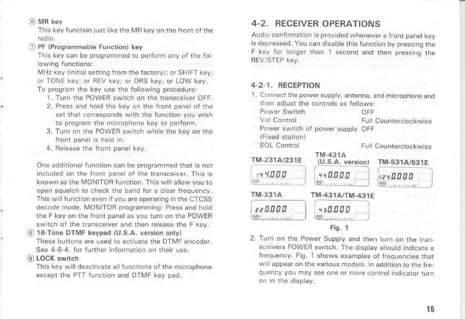 2. receiver operations | Kenwood TM-431E User Manual | Page 15 / 40