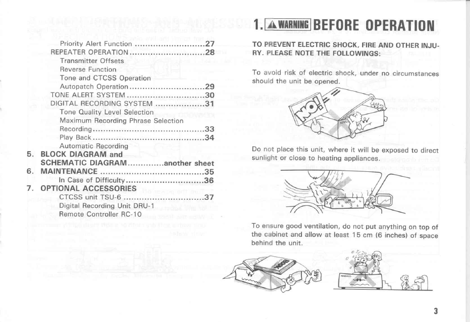 Efore operation, Awahhineib | Kenwood TM-431E User Manual | Page 3 / 40