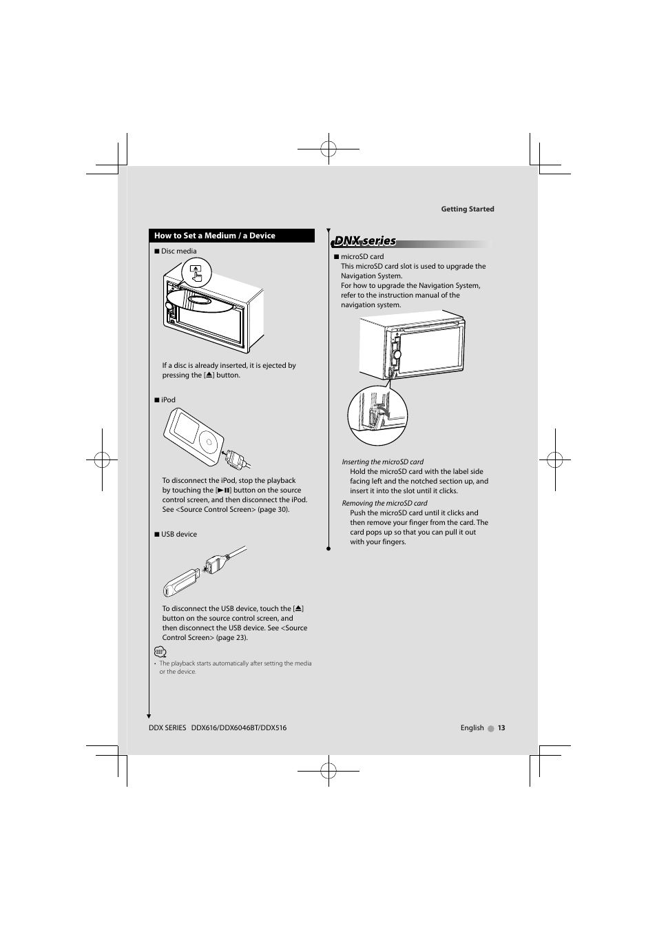 Dnx series | Kenwood DNX6160 User Manual | Page 13 / 100
