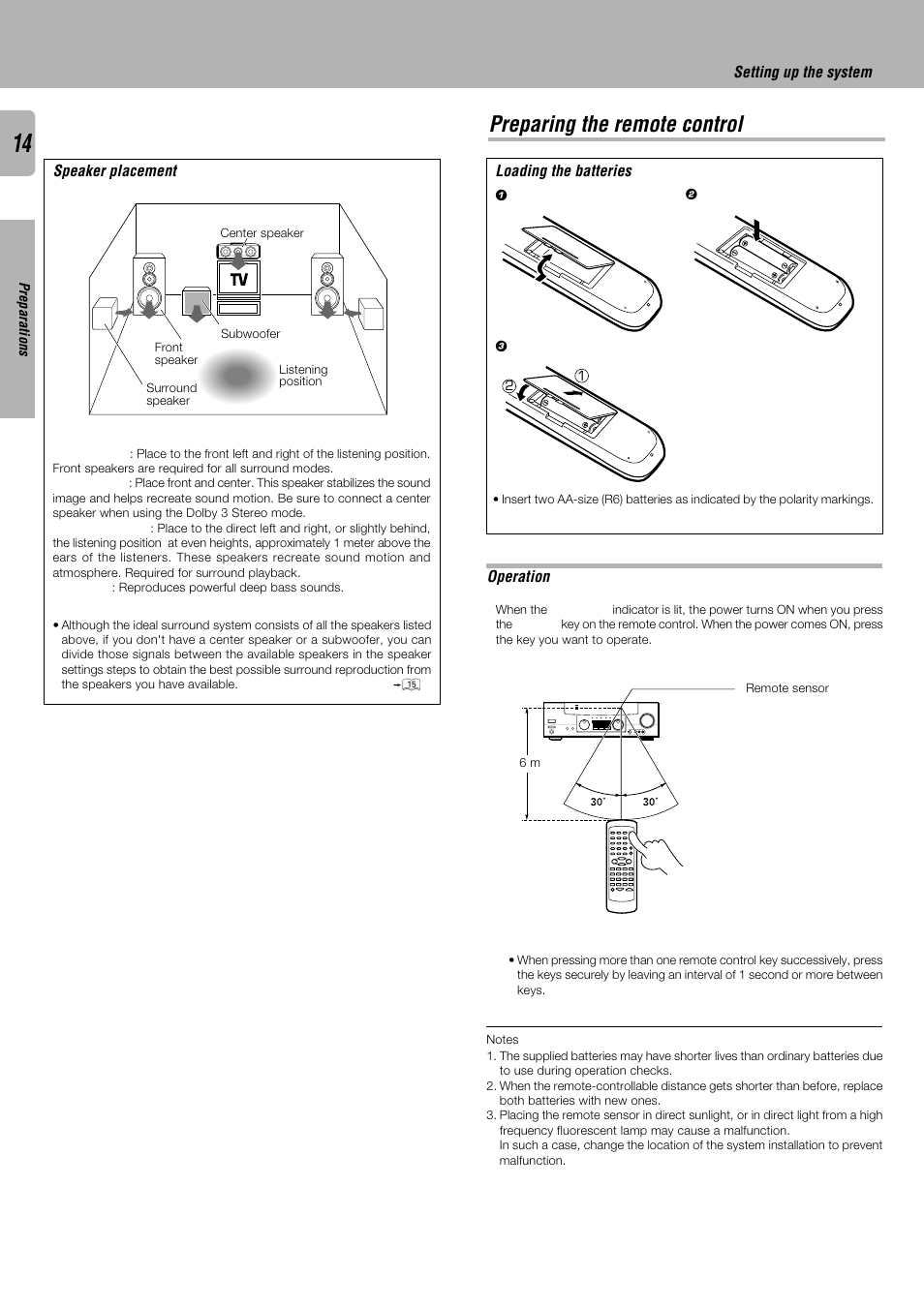 Preparing the remote control | Kenwood KRF-V4530D User Manual | Page 14 / 32