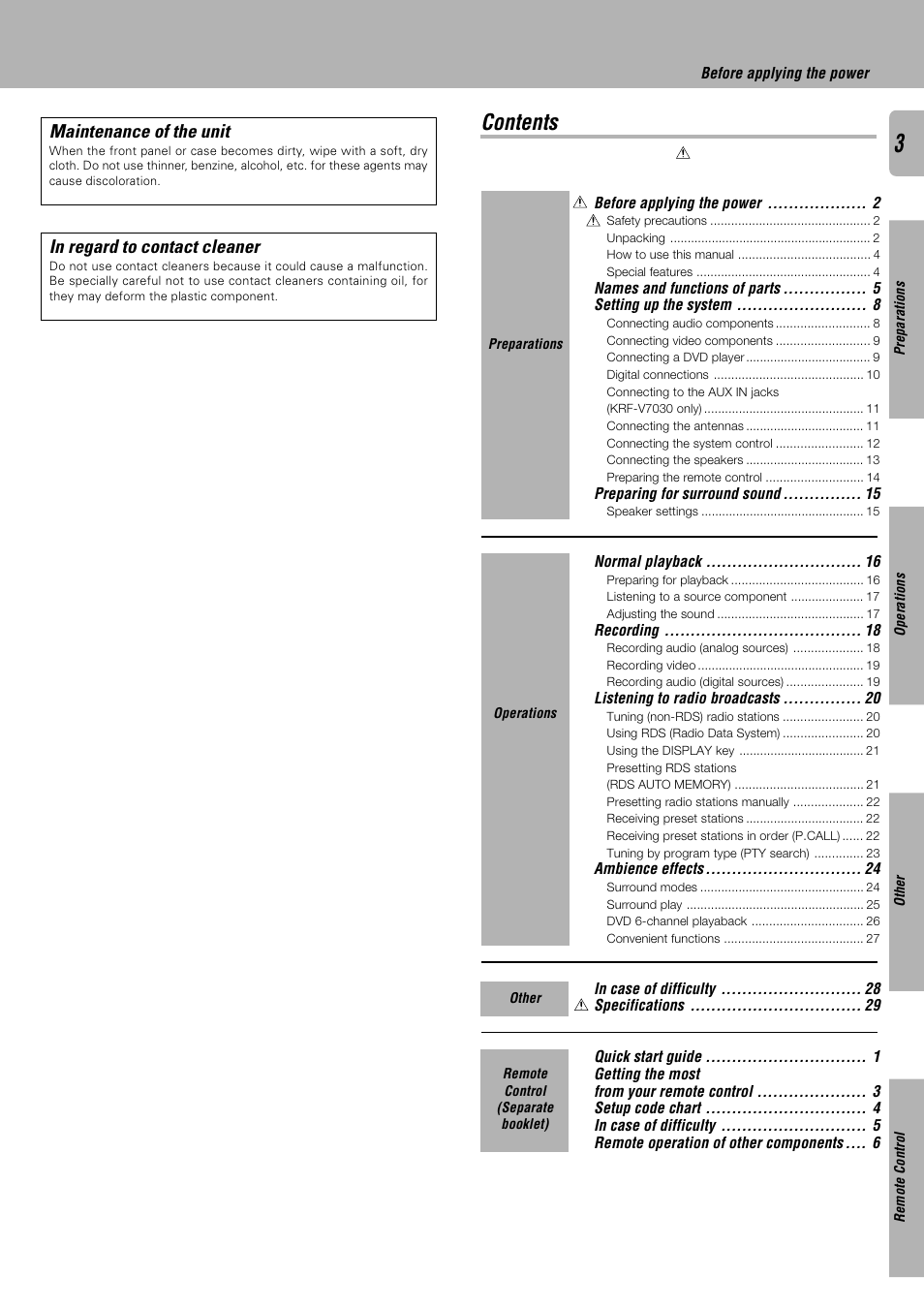 Kenwood KRF-V4530D User Manual | Page 3 / 32