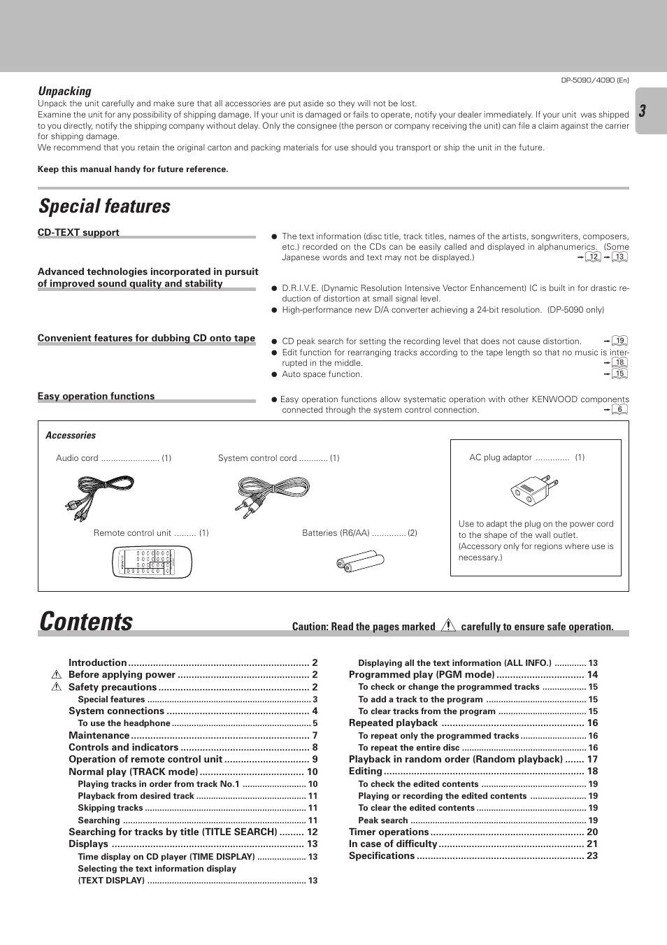 Kenwood DP-4090 User Manual | Page 3 / 24