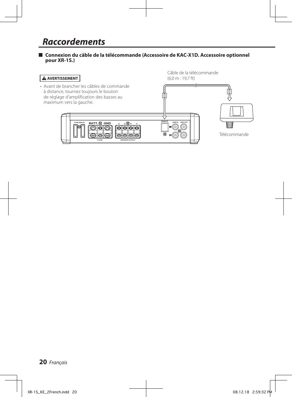 Raccordements, Français | Kenwood XR-1S User Manual | Page 20 / 36