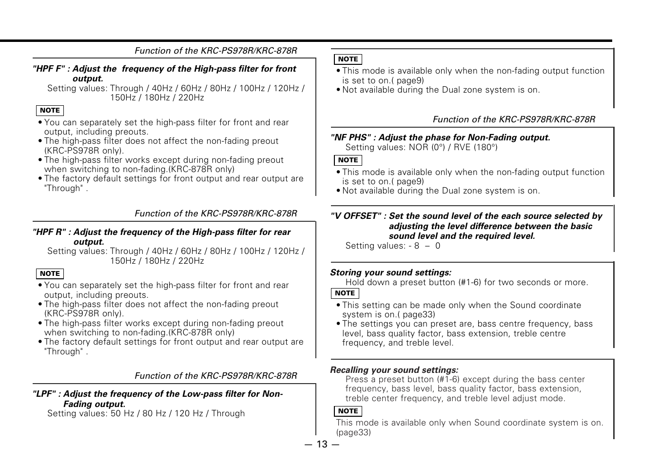 Kenwood CASSETTE RECEIVER KRC-778RV User Manual | Page 13 / 48