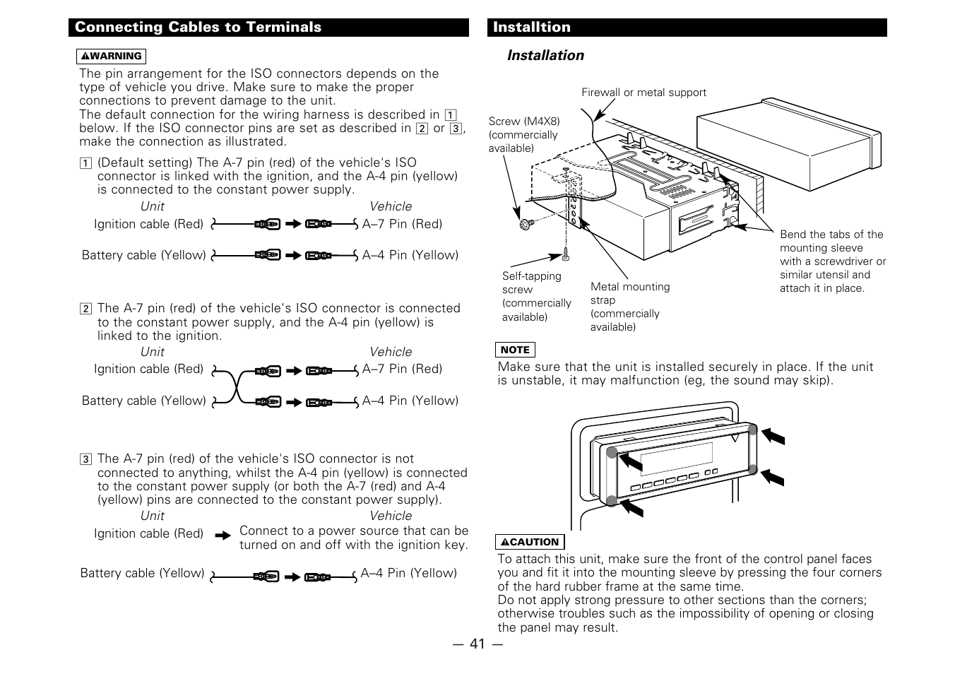 Installtion | Kenwood CASSETTE RECEIVER KRC-778RV User Manual | Page 41 / 48